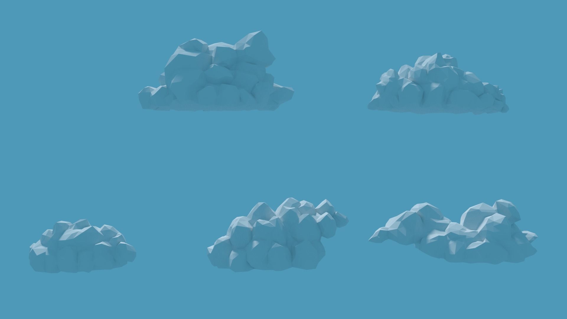 Low Poly Cumulus Clouds Pack 2 3D model_7