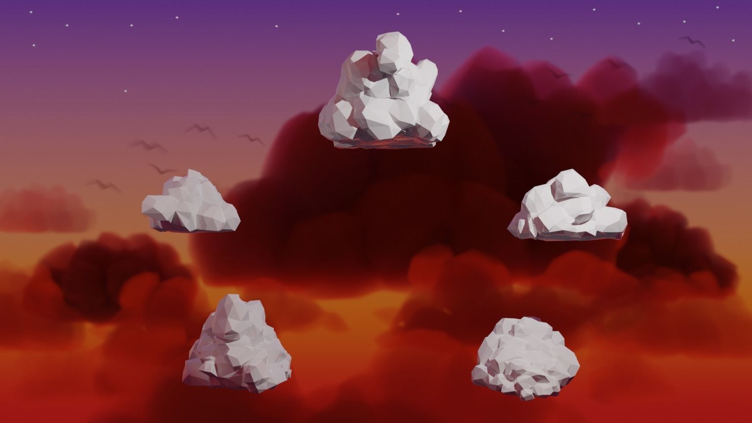 Low Poly Cumulus Clouds Pack 2 3D model_9