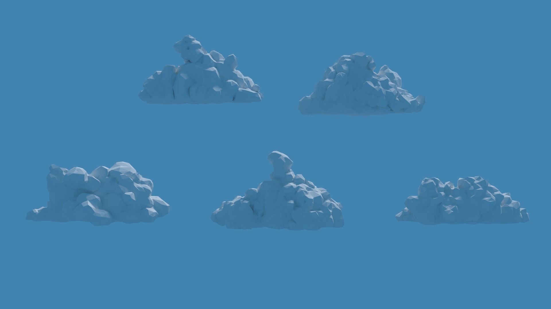 Low Poly Cumulonimbus Clouds Pack 1 3D model_3