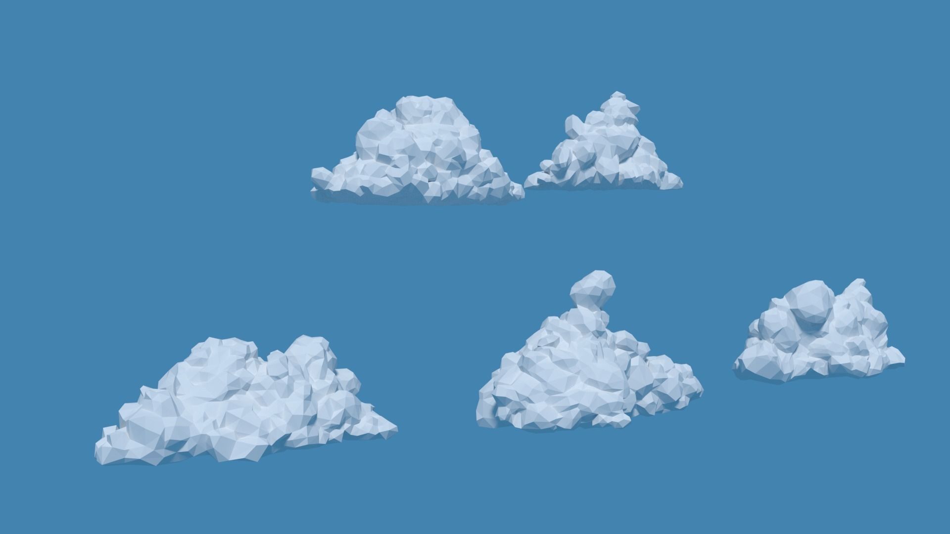 Low Poly Cumulonimbus Clouds Pack 1 3D model_2