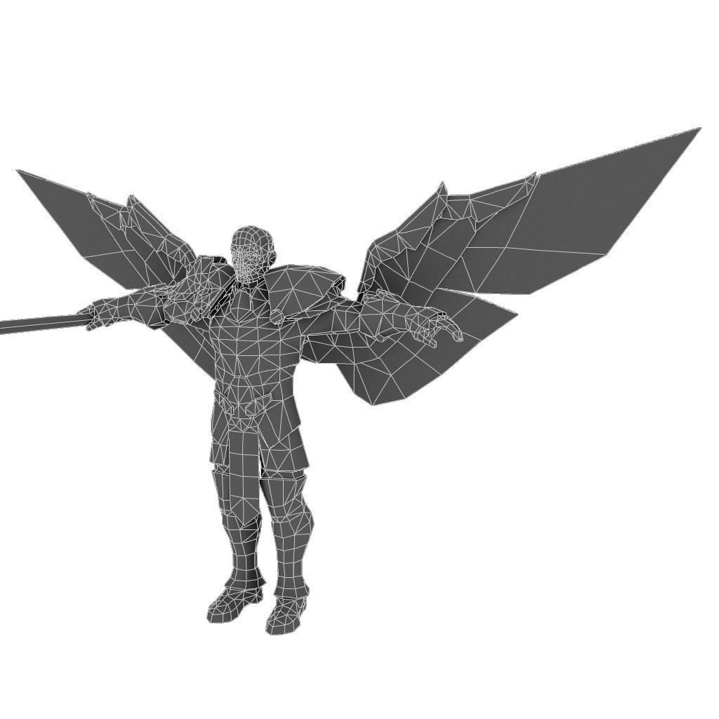 Angelic Warrior Male - Low Poly Hand Painted Low-poly 3D model_9