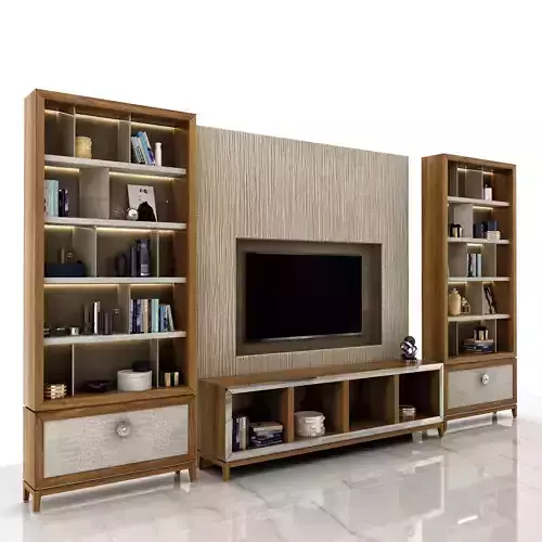 Shelving tv unit with shelves and bookshelves