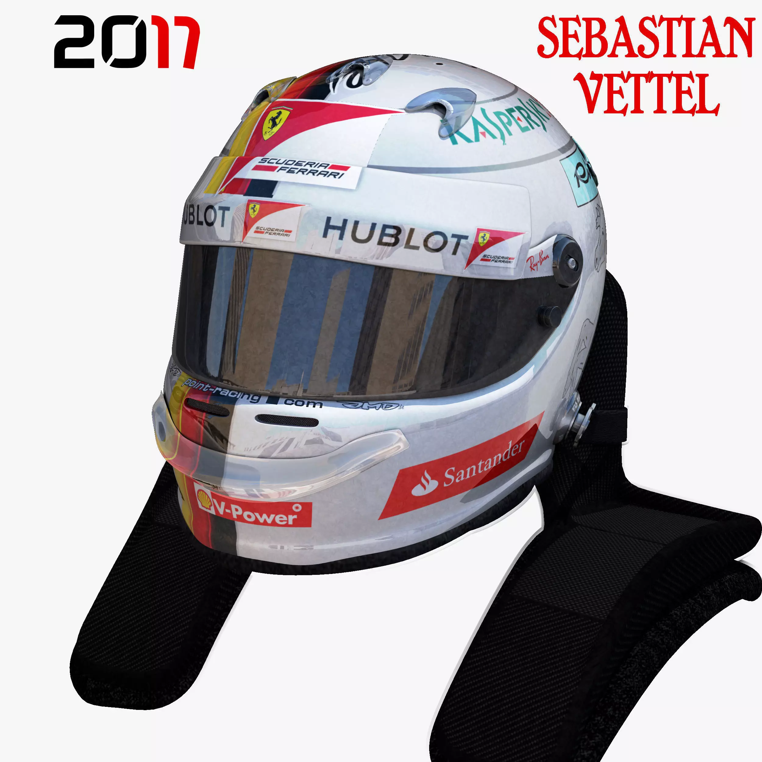 Vettel helmet 2017 Low-poly 3D model
