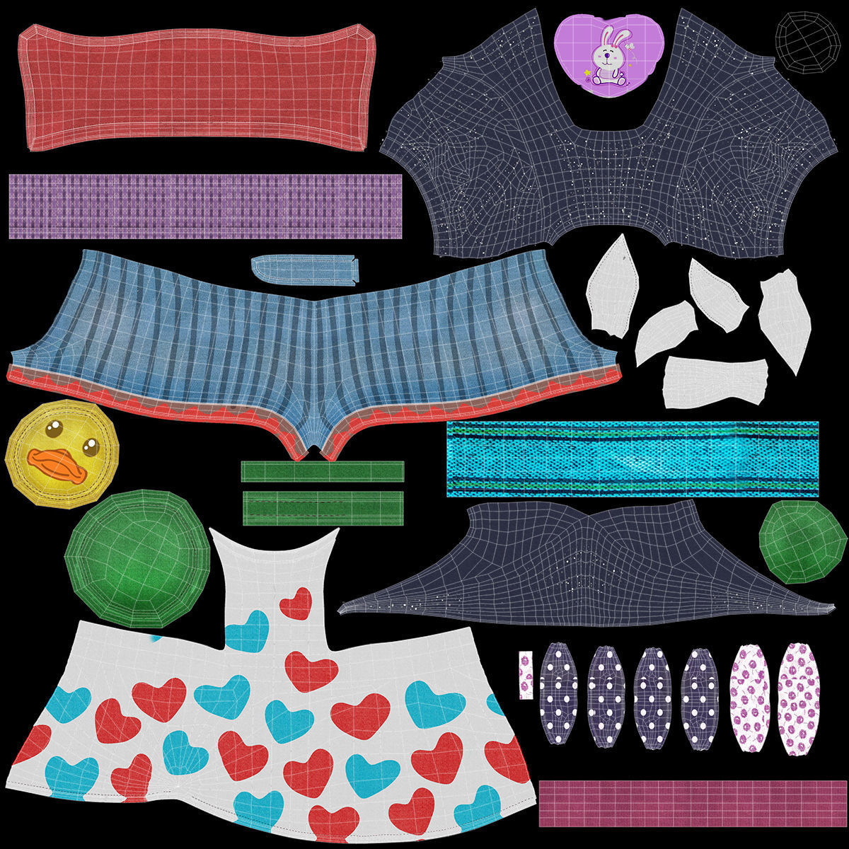 Cartoon Girl Rigged 3D model_30