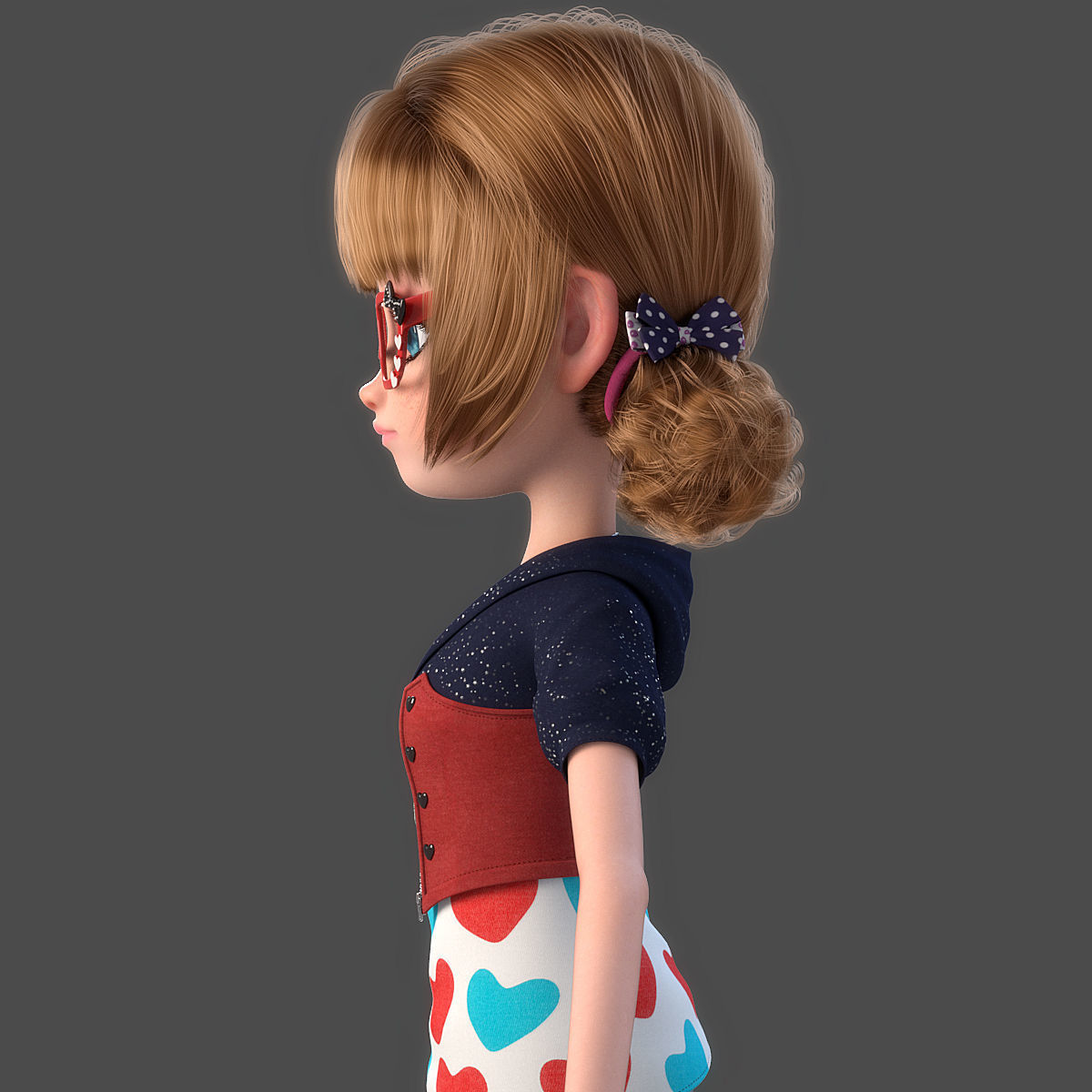 Cartoon Girl Rigged 3D model_9