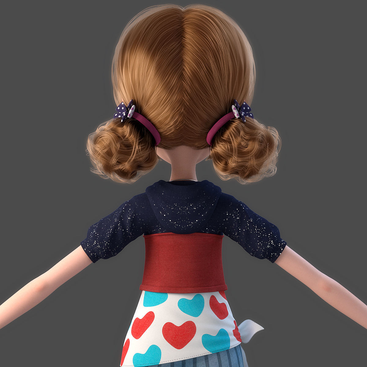 Cartoon Girl Rigged 3D model_10