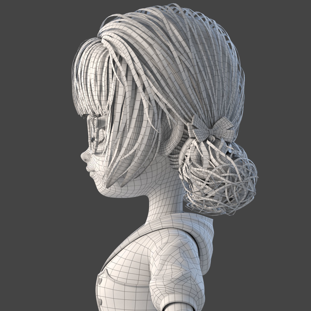 Cartoon Girl Rigged 3D model_20