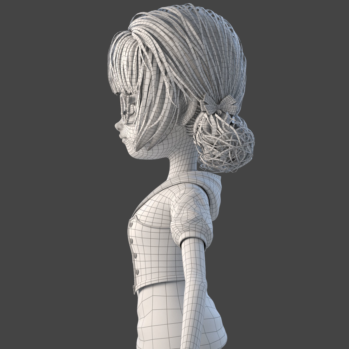 Cartoon Girl Rigged 3D model_23