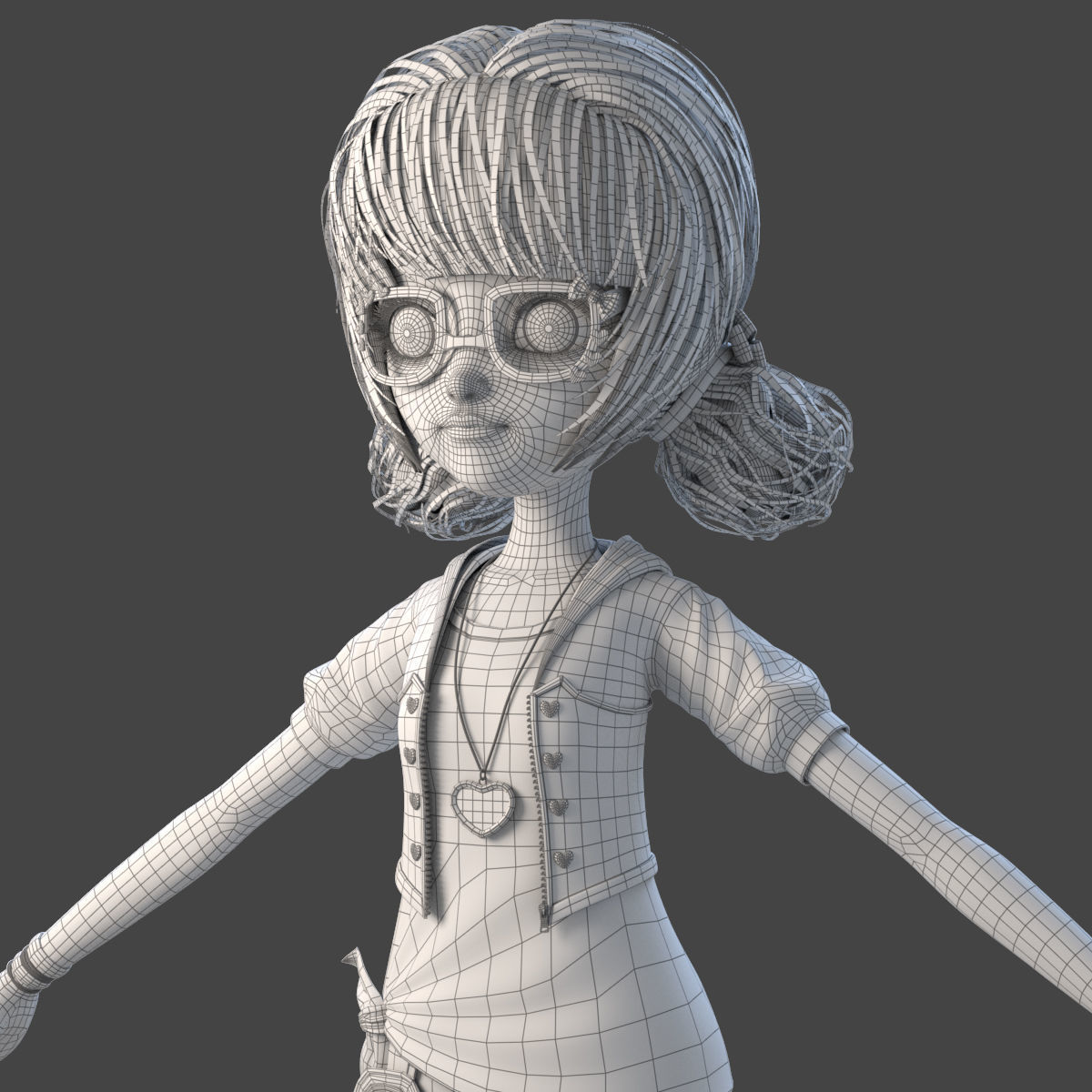 Cartoon Girl Rigged 3D model_25