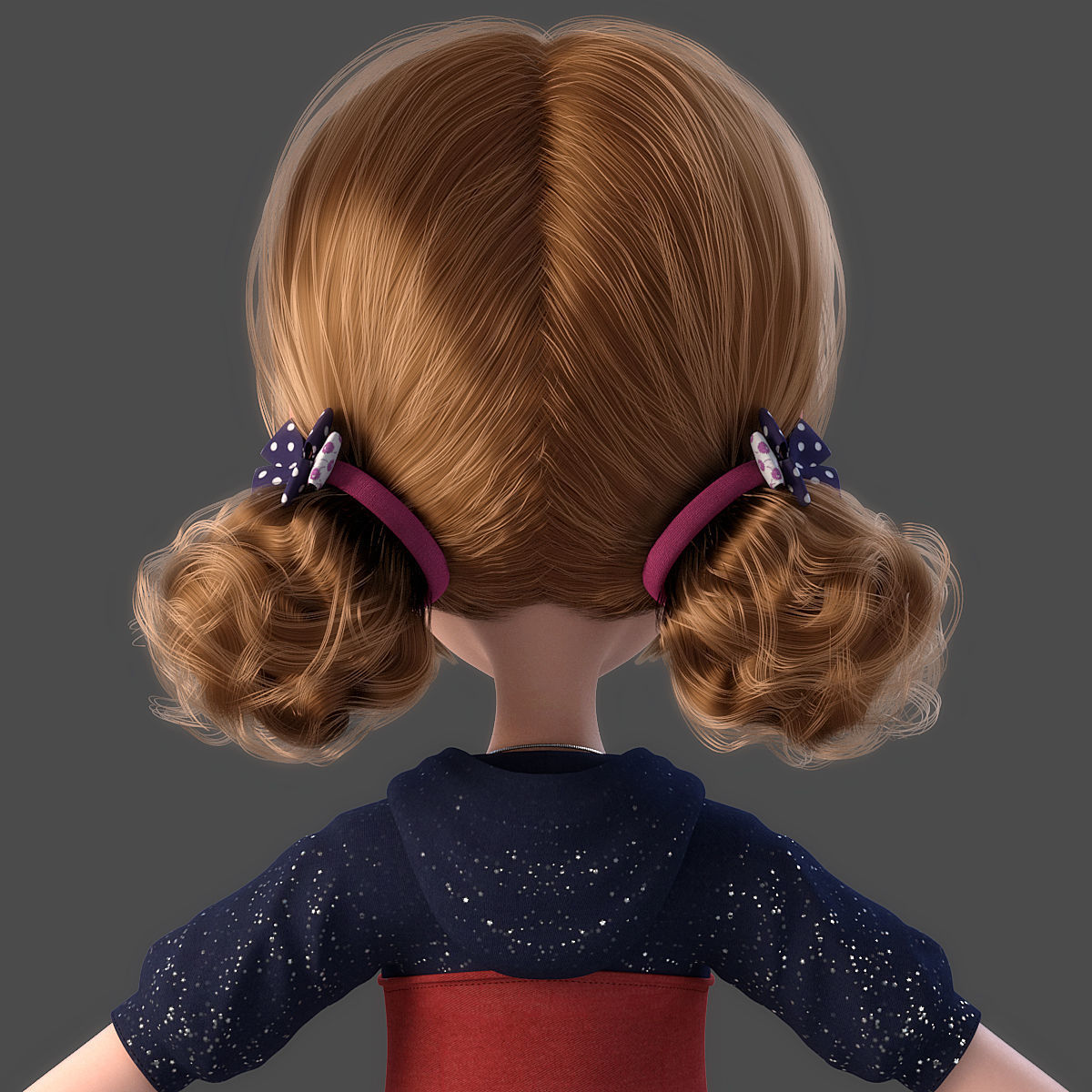 Cartoon Girl Rigged 3D model_7