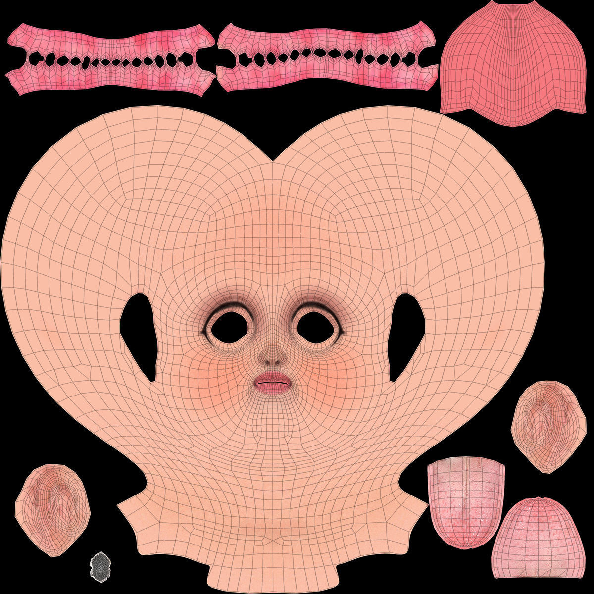 Cartoon Girl Rigged 3D model_31