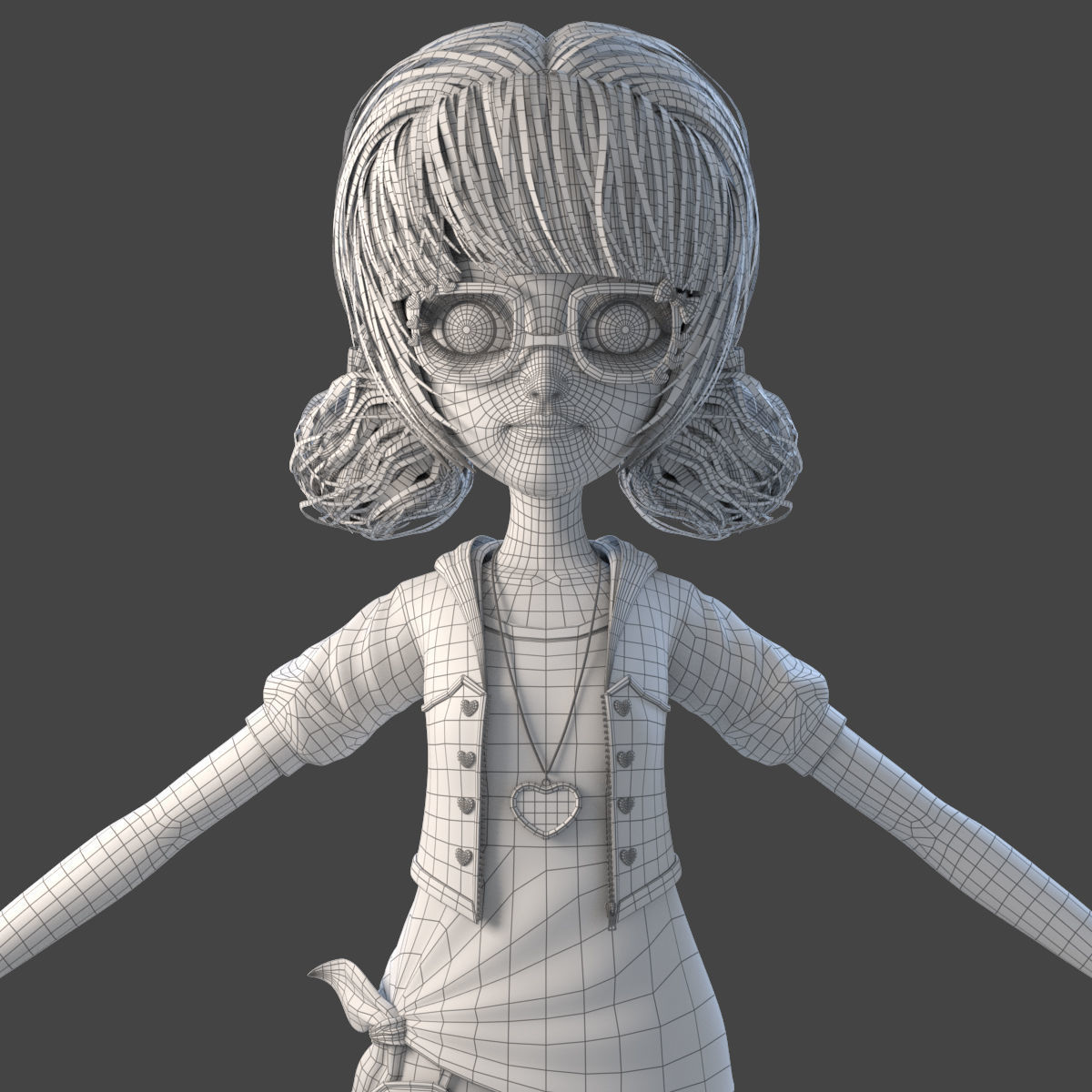 Cartoon Girl Rigged 3D model_22