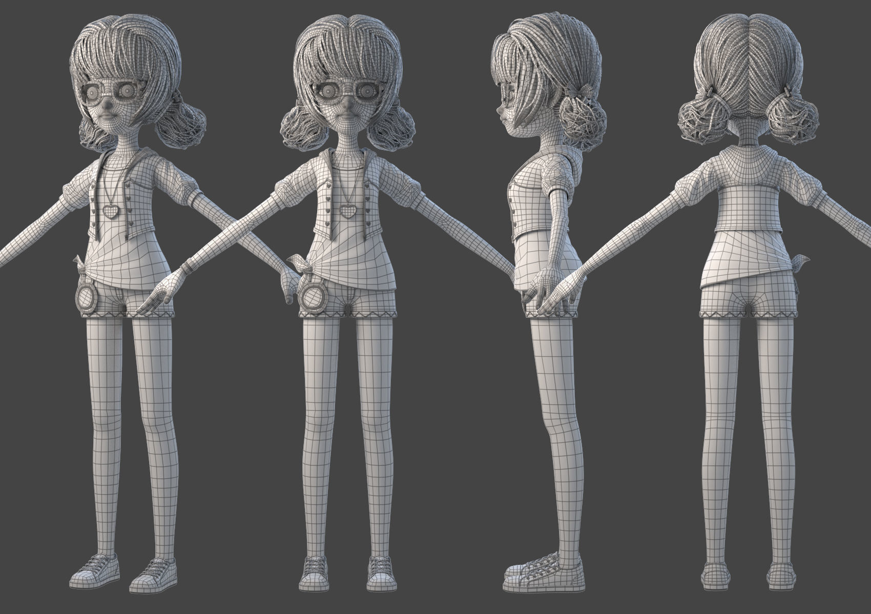 Cartoon Girl Rigged 3D model_26