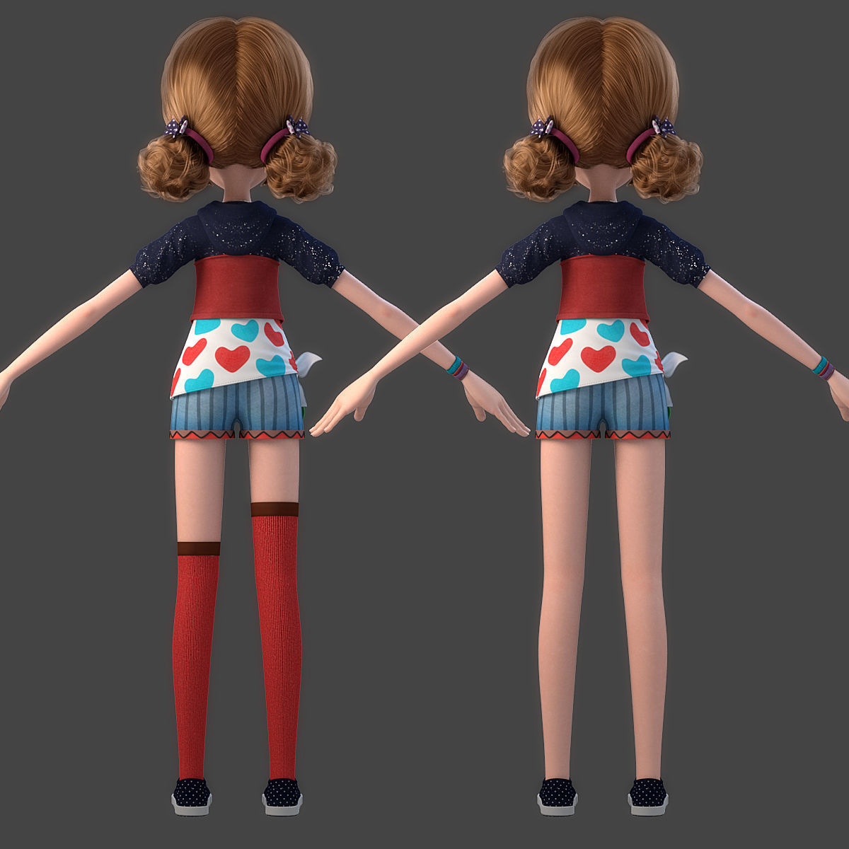 Cartoon Girl Rigged 3D model_15