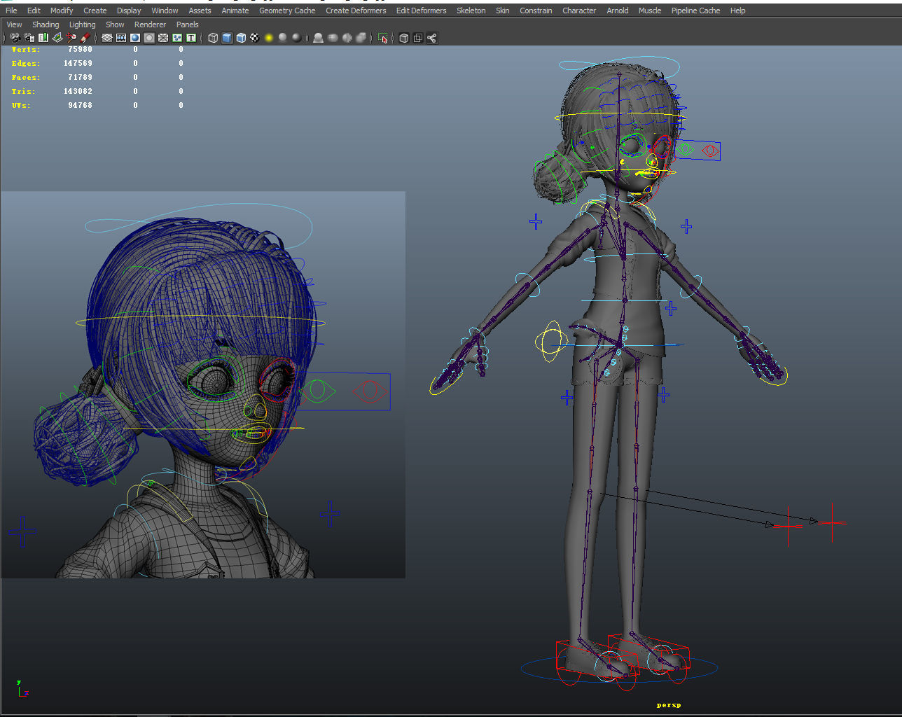 Cartoon Girl Rigged 3D model_32