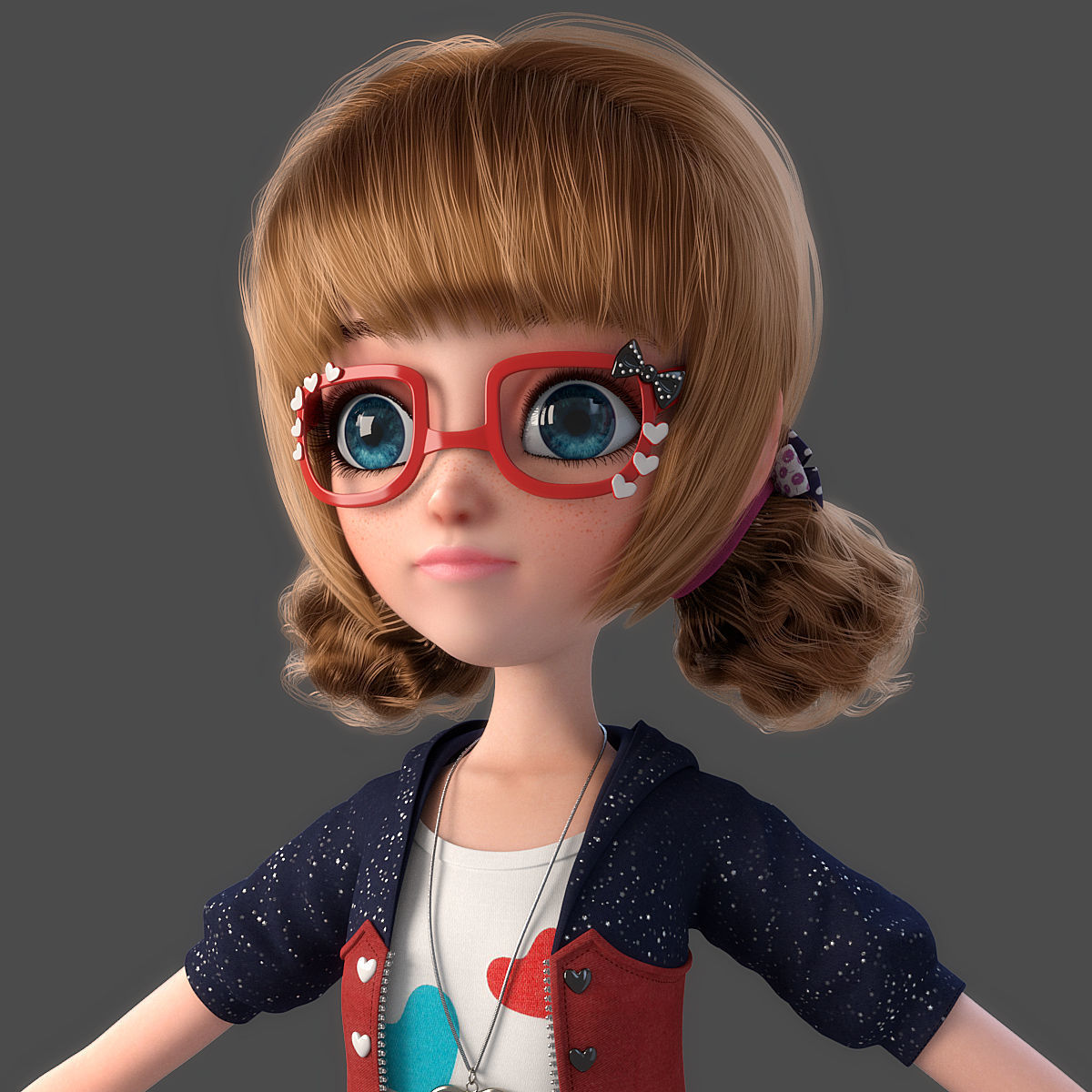 Cartoon Girl Rigged 3D model_3