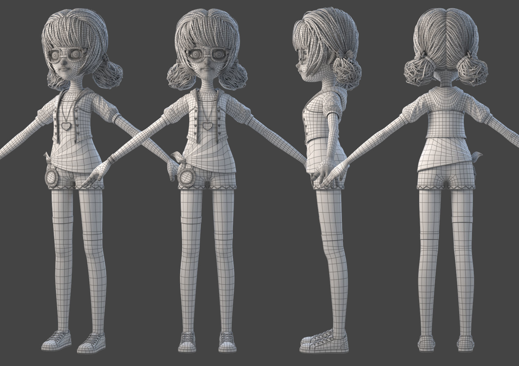 Cartoon Girl Rigged 3D model_27