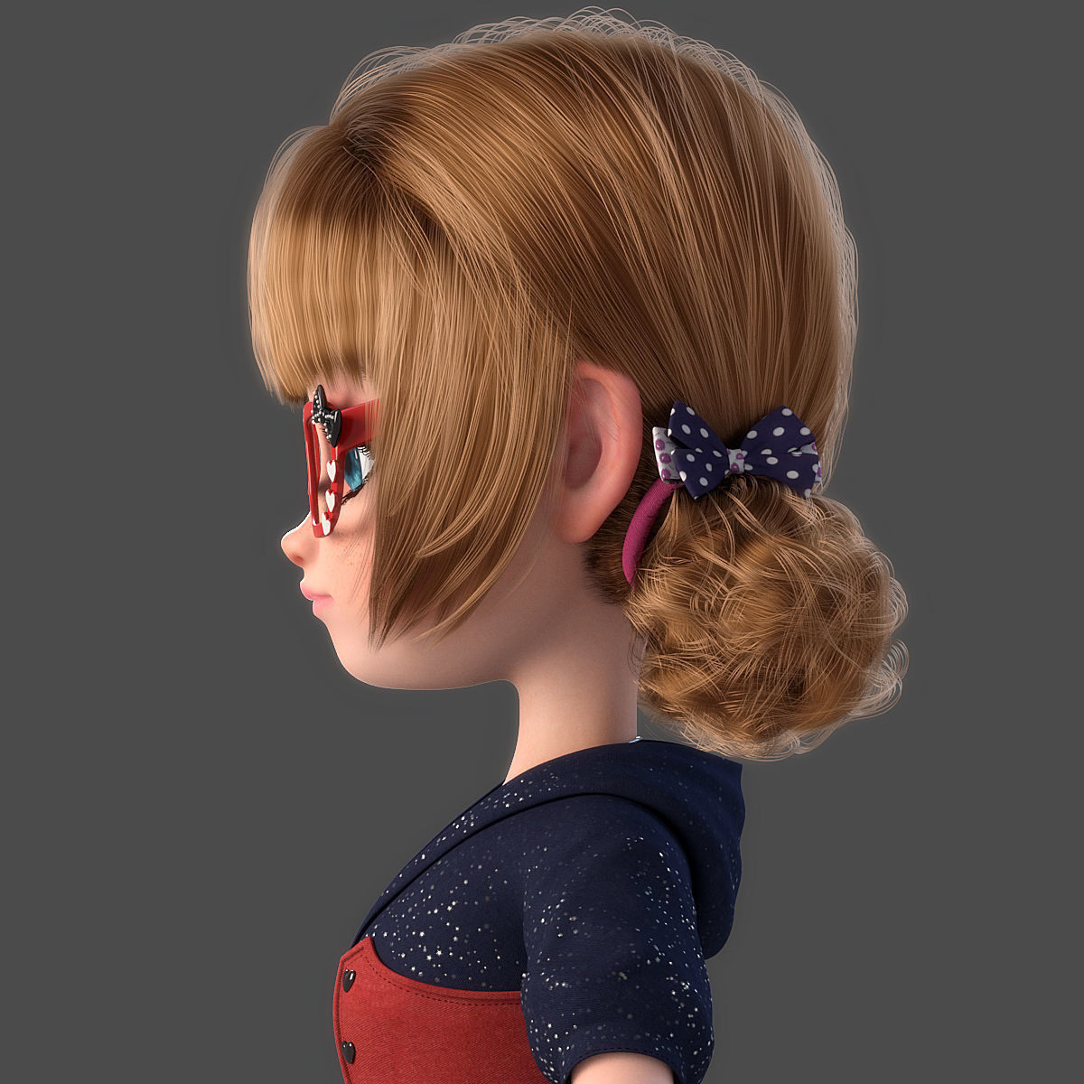 Cartoon Girl Rigged 3D model_6