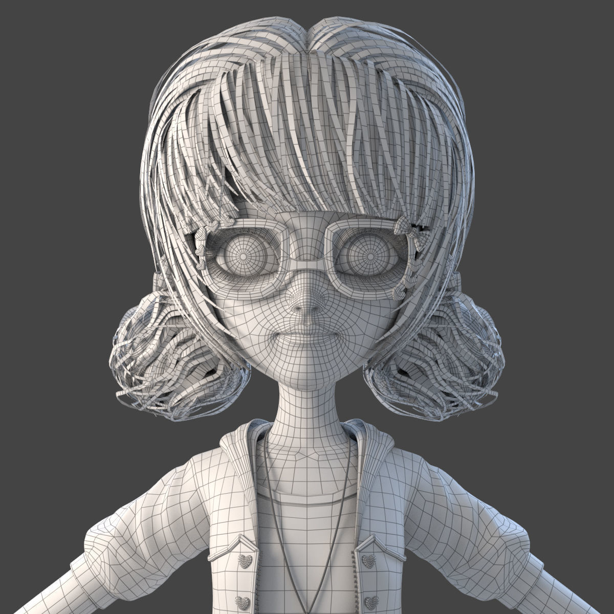 Cartoon Girl Rigged 3D model_19