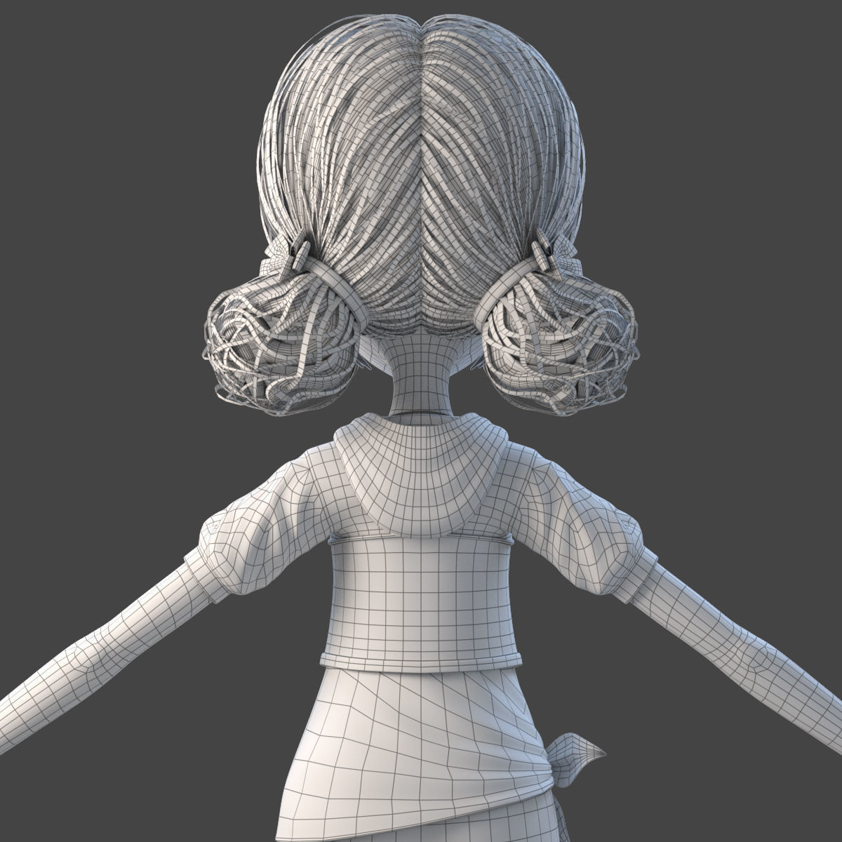 Cartoon Girl Rigged 3D model_24