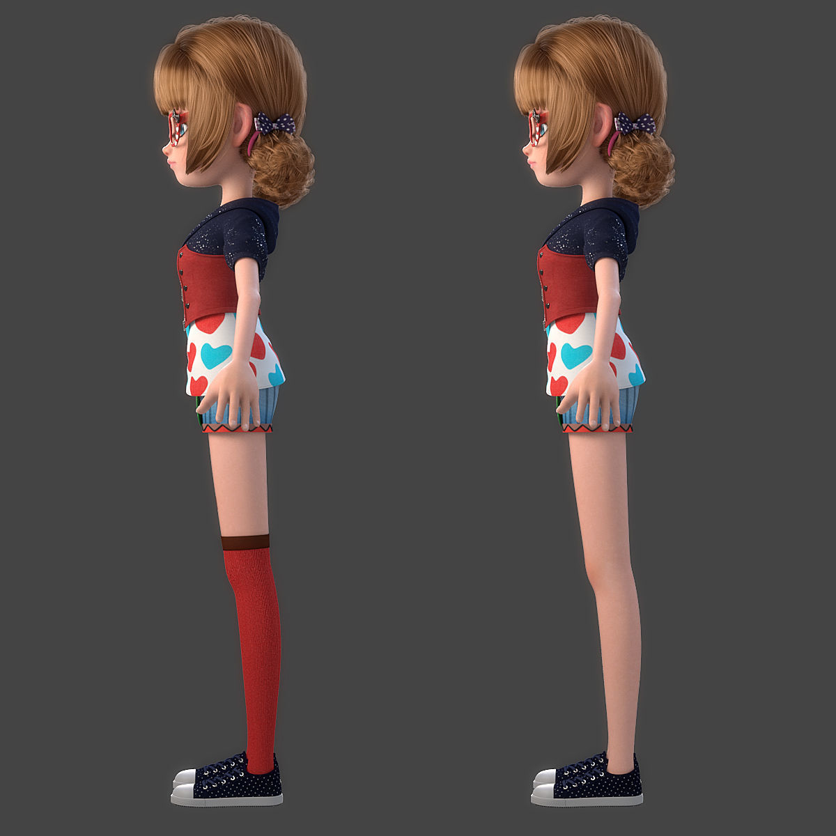 Cartoon Girl Rigged 3D model_14