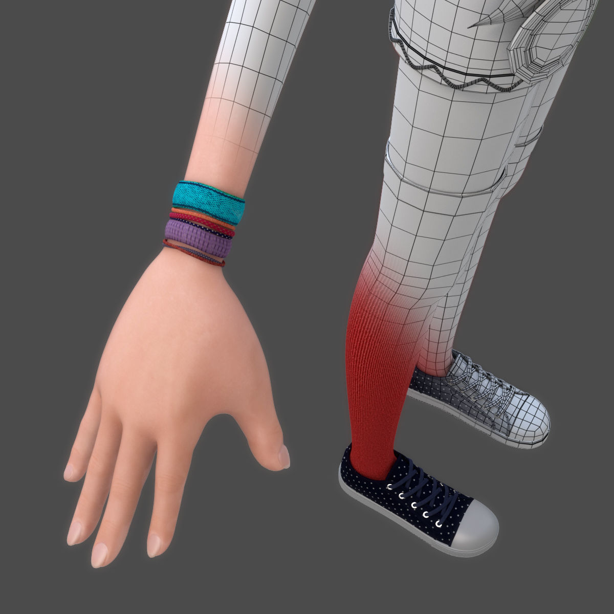 Cartoon Girl Rigged 3D model_16