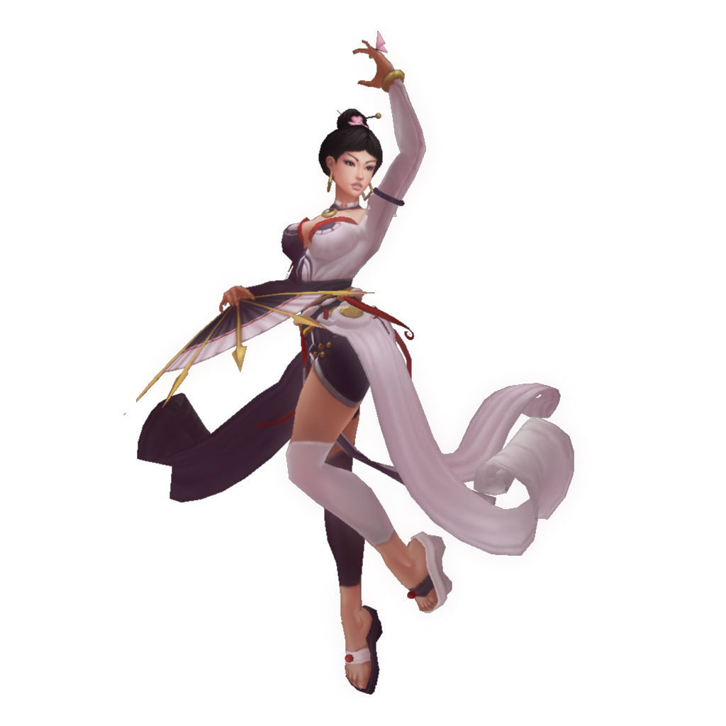Fan-blade Geisha - Low Poly Hand Painted Low-poly 3D model_7