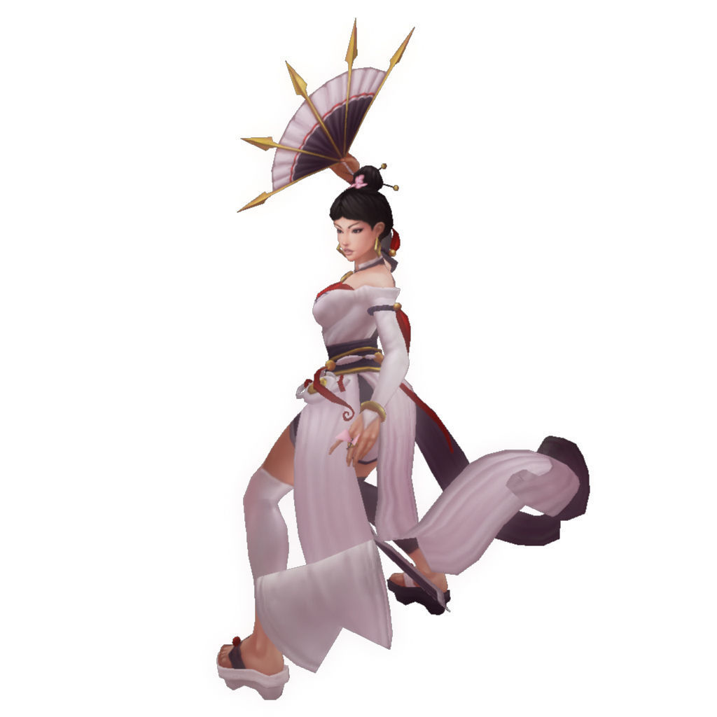Fan-blade Geisha - Low Poly Hand Painted Low-poly 3D model_4
