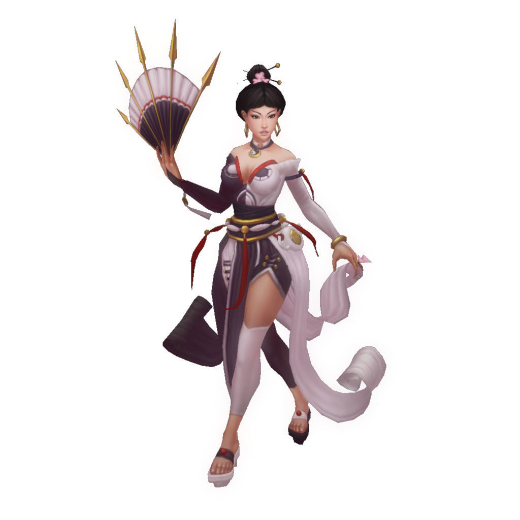 Fan-blade Geisha - Low Poly Hand Painted Low-poly 3D model_2