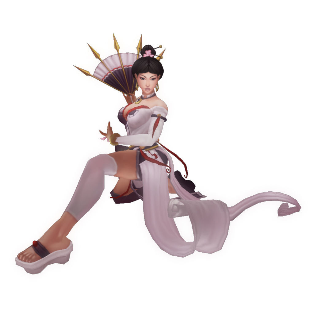 Fan-blade Geisha - Low Poly Hand Painted Low-poly 3D model_6