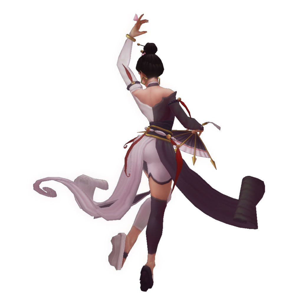 Fan-blade Geisha - Low Poly Hand Painted Low-poly 3D model_3