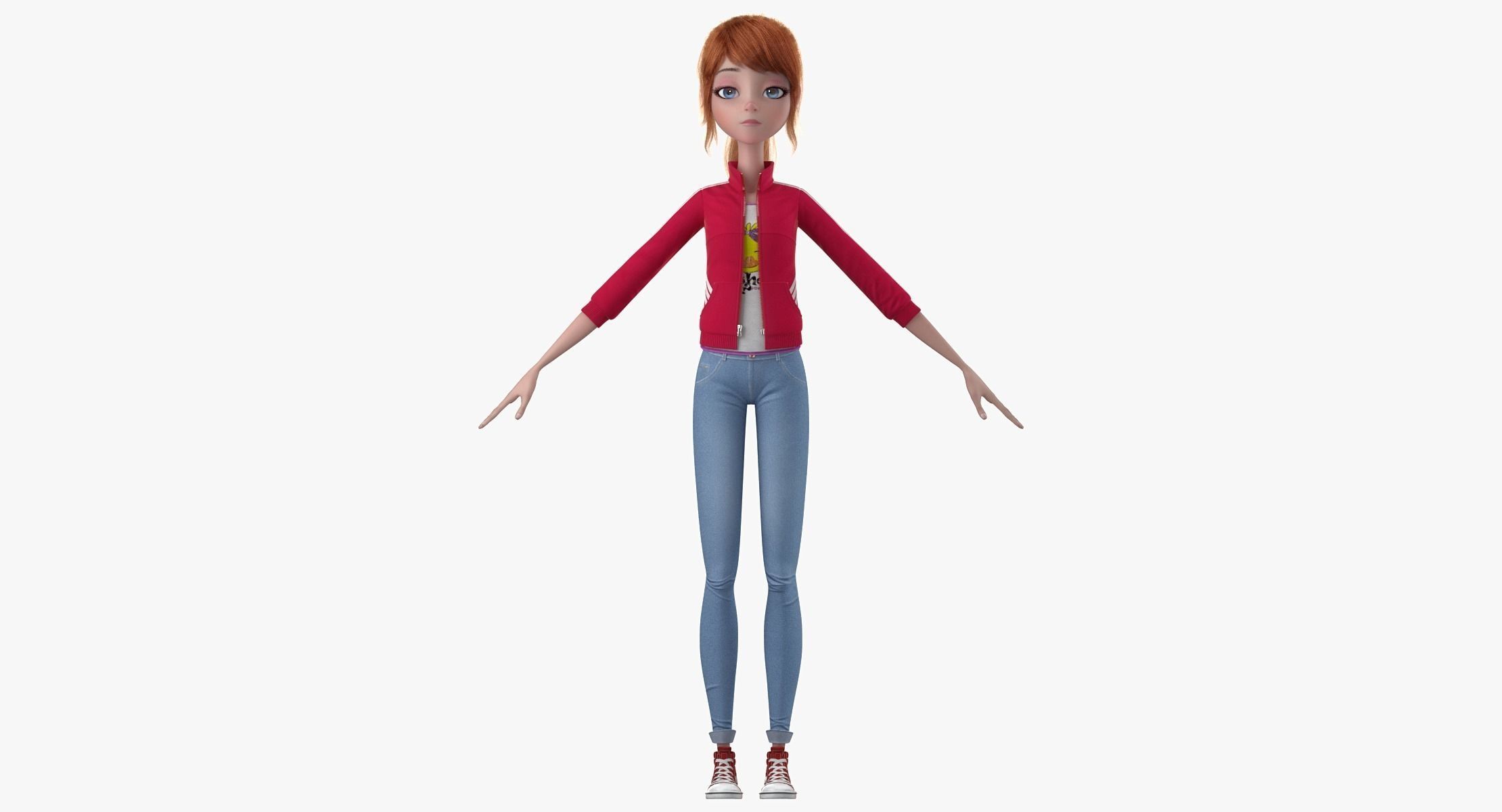 Cartoon Girl 3D model_24