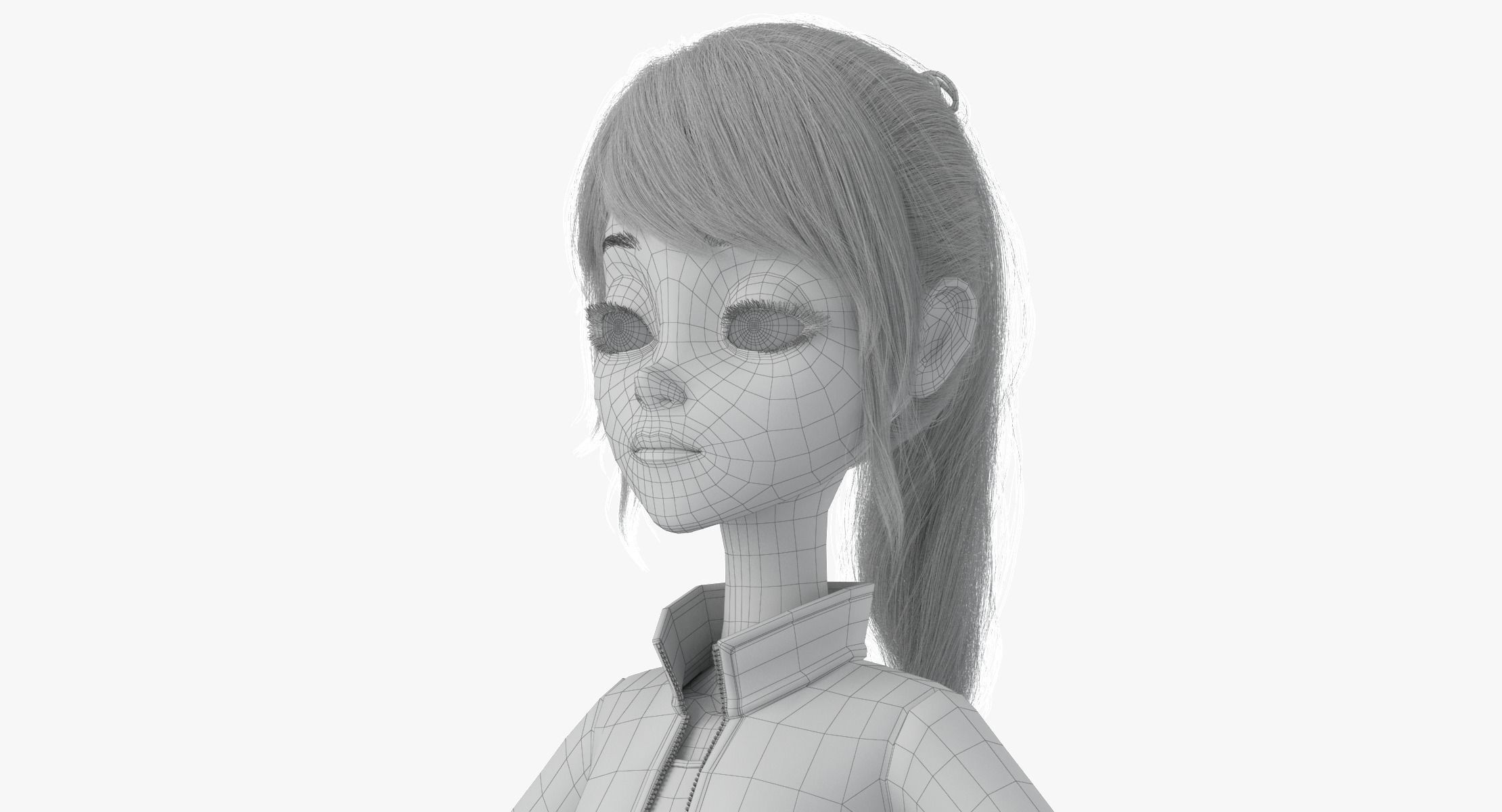 Cartoon Girl 3D model_37