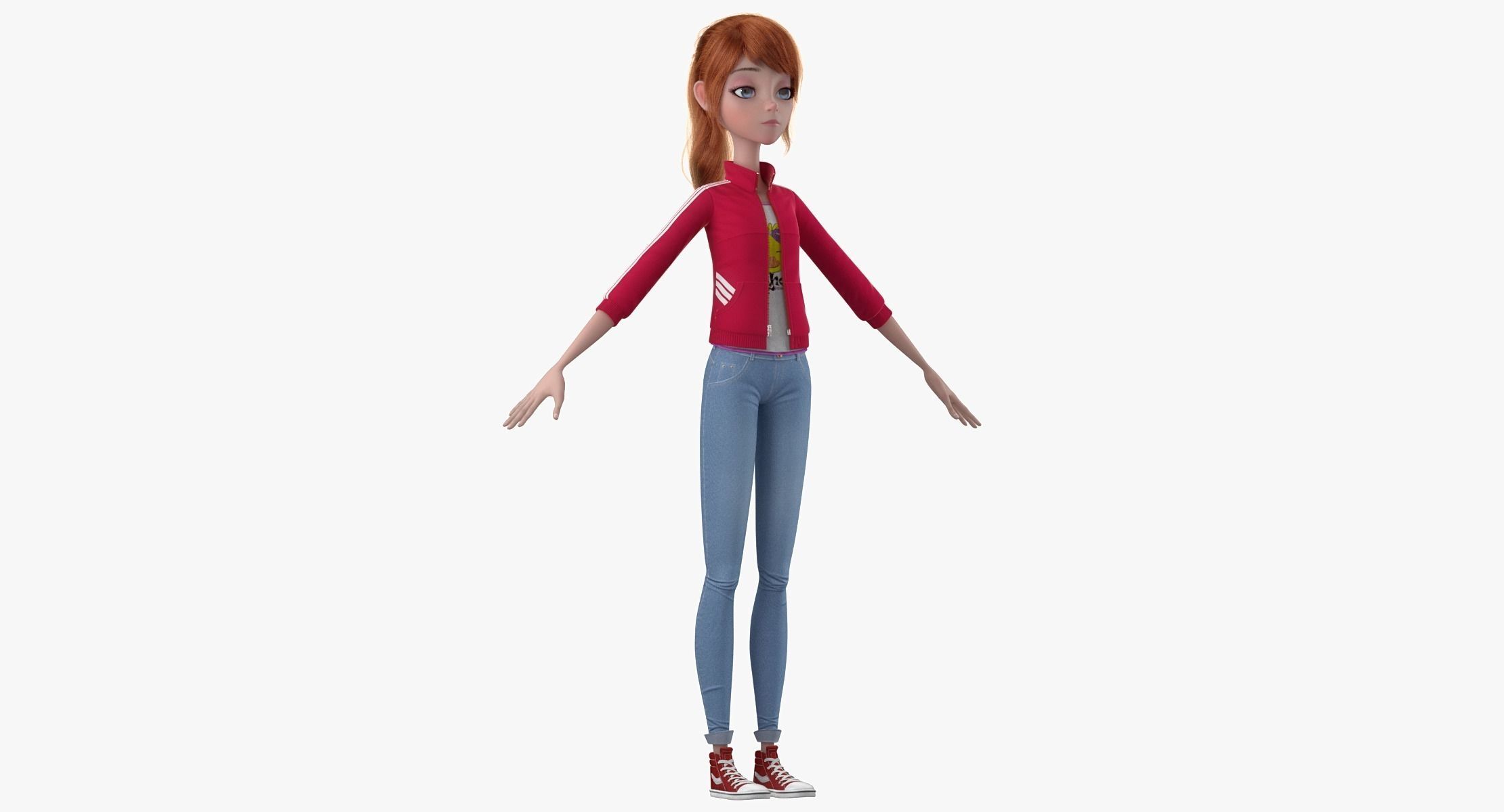 Cartoon Girl 3D model_20