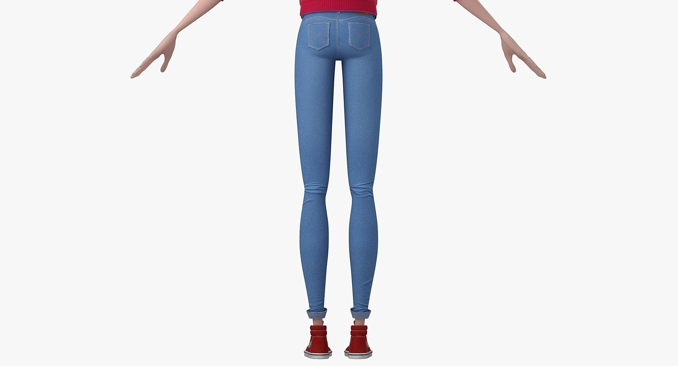 Cartoon Girl 3D model_26