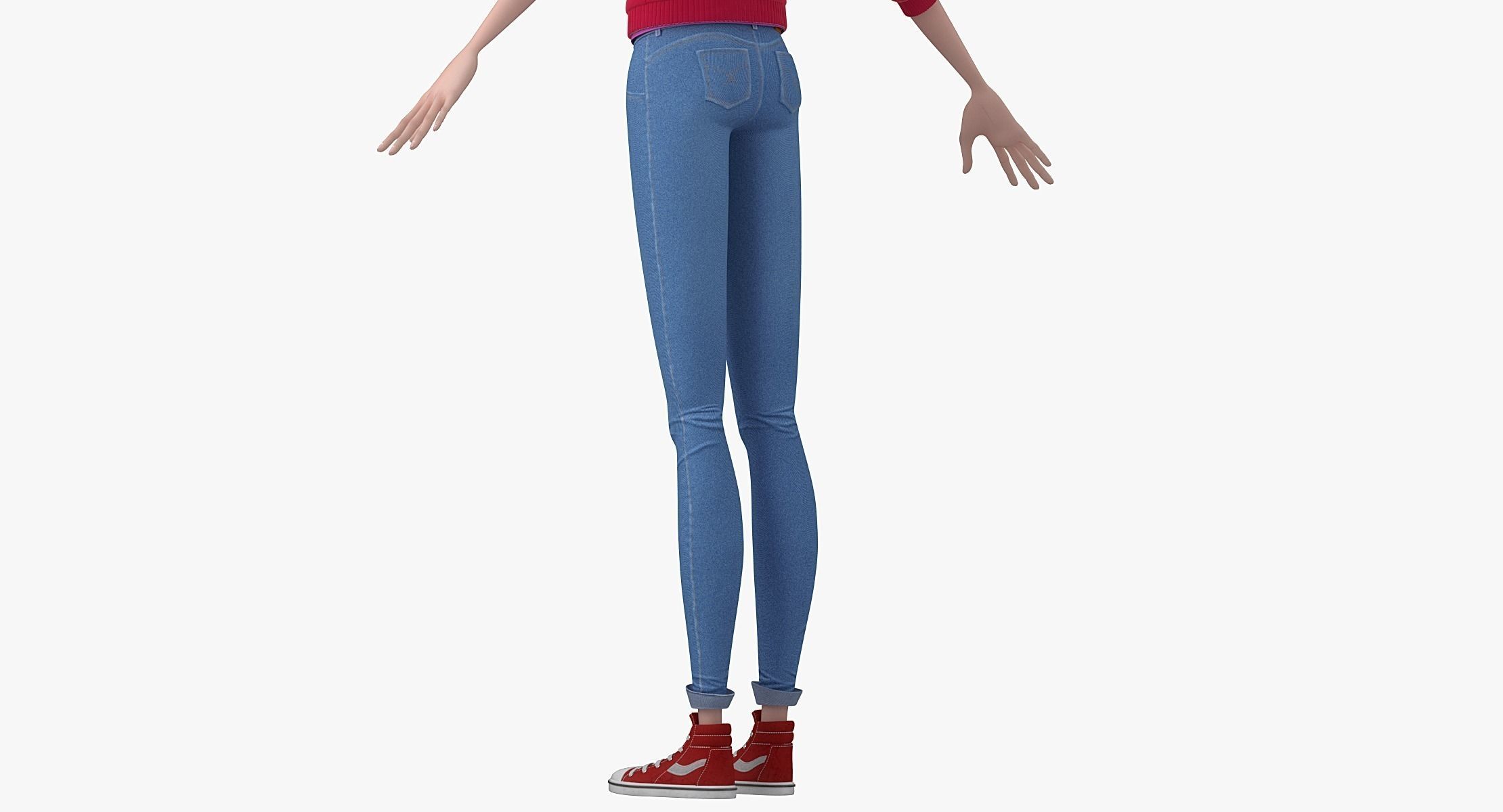 Cartoon Girl 3D model_28