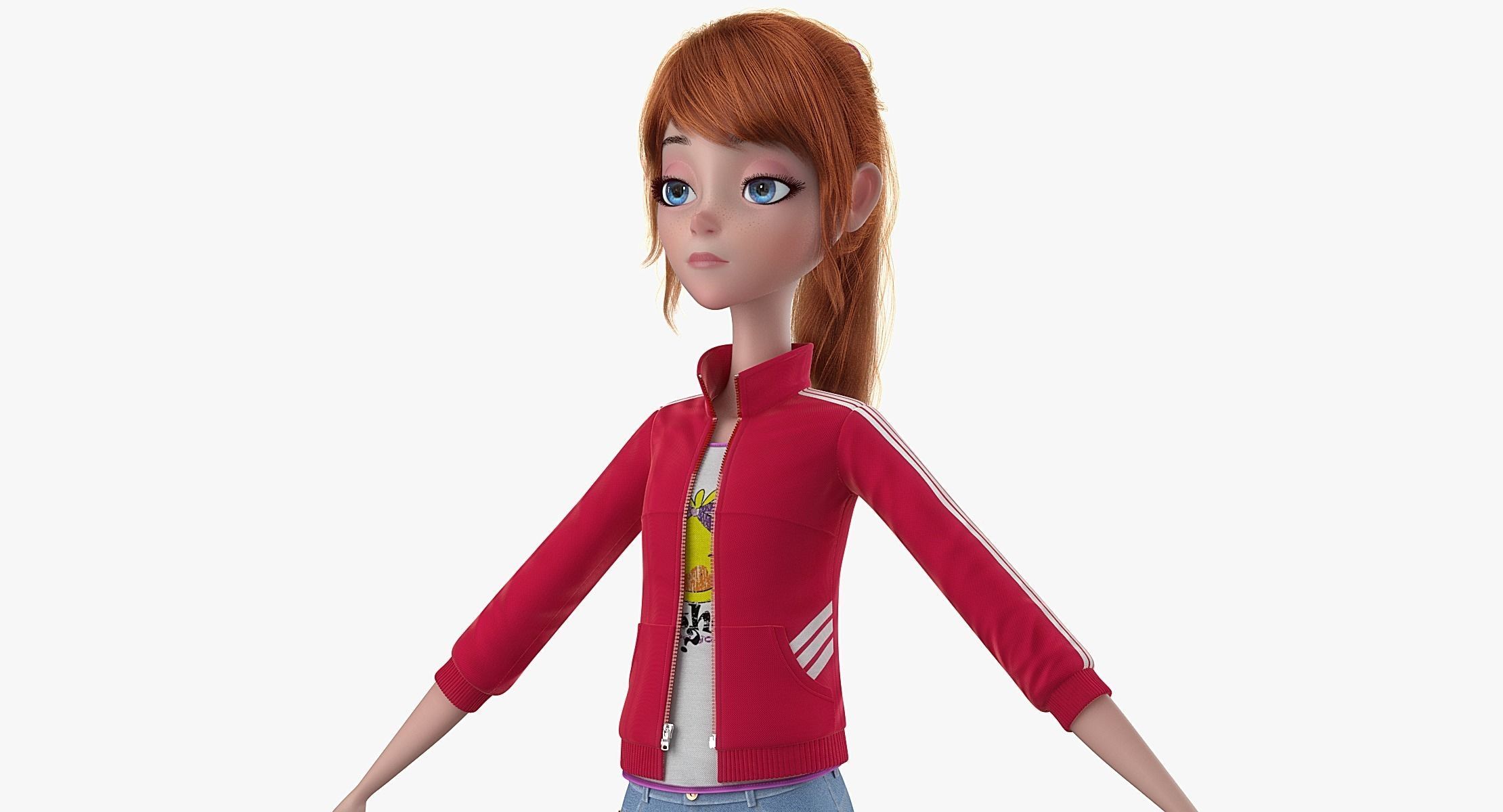 Cartoon Girl 3D model_8