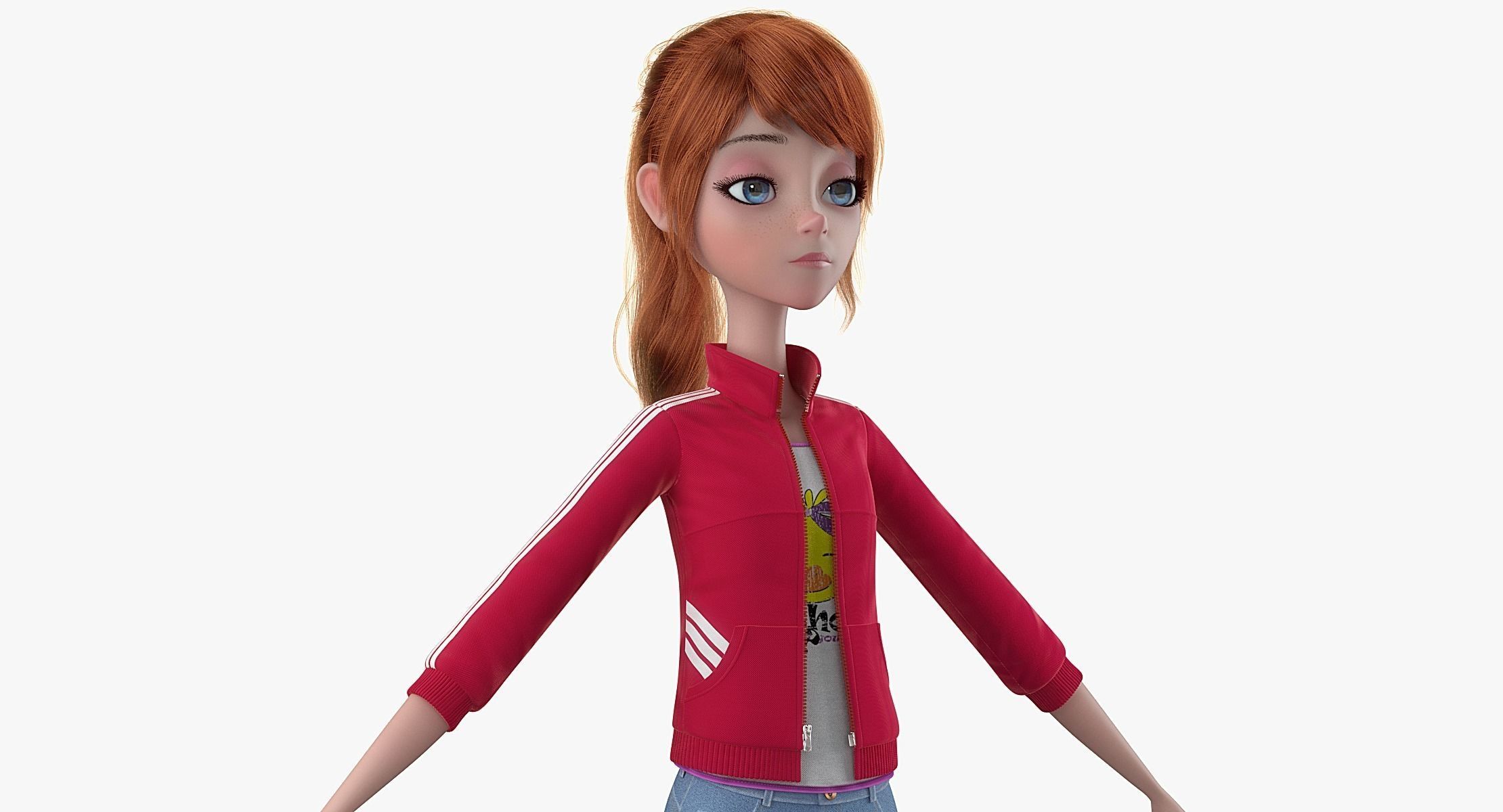 Cartoon Girl 3D model_10