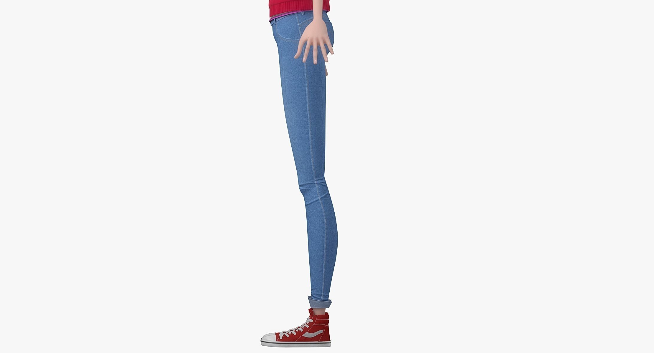 Cartoon Girl 3D model_25