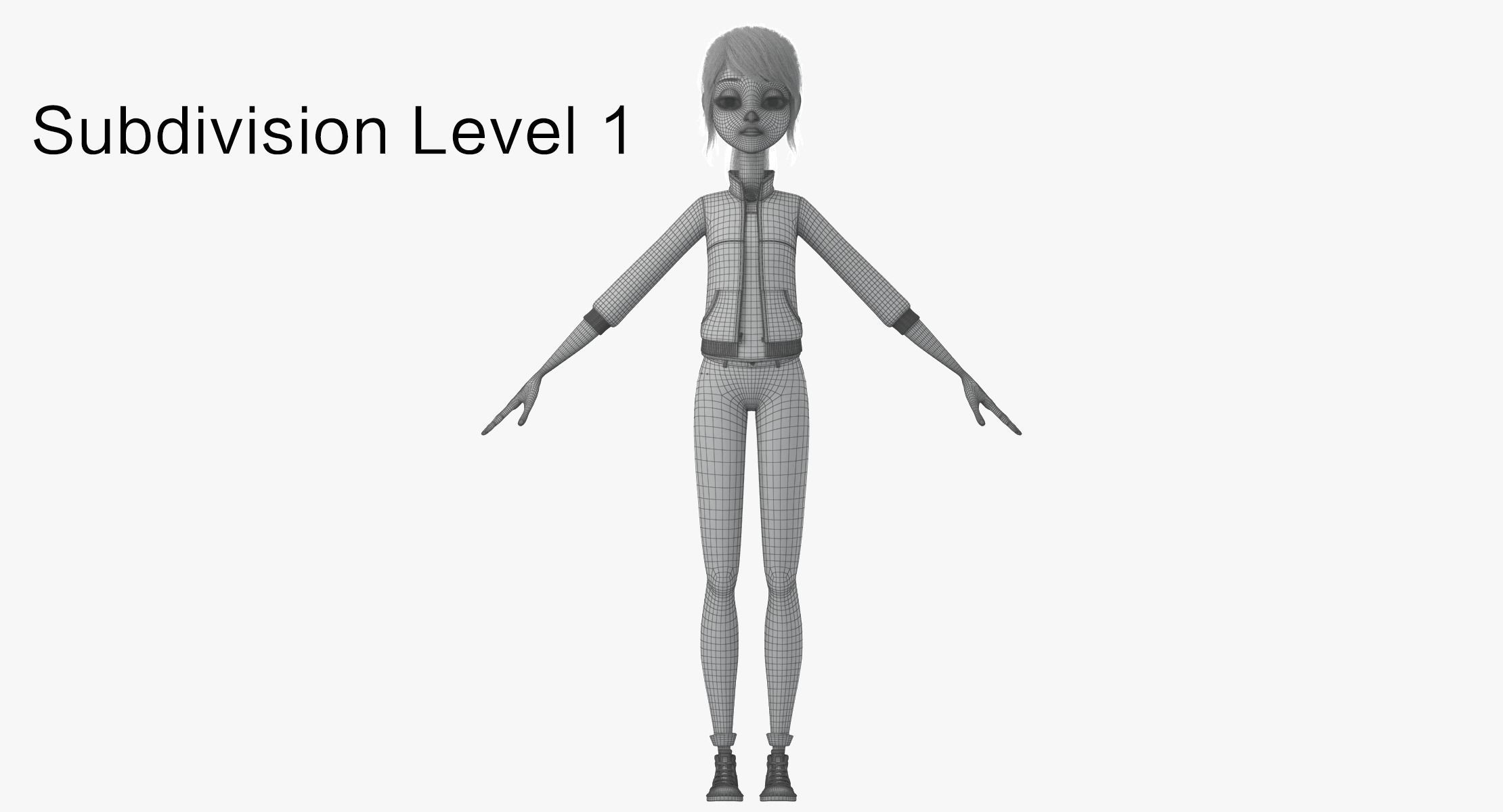 Cartoon Girl 3D model_29