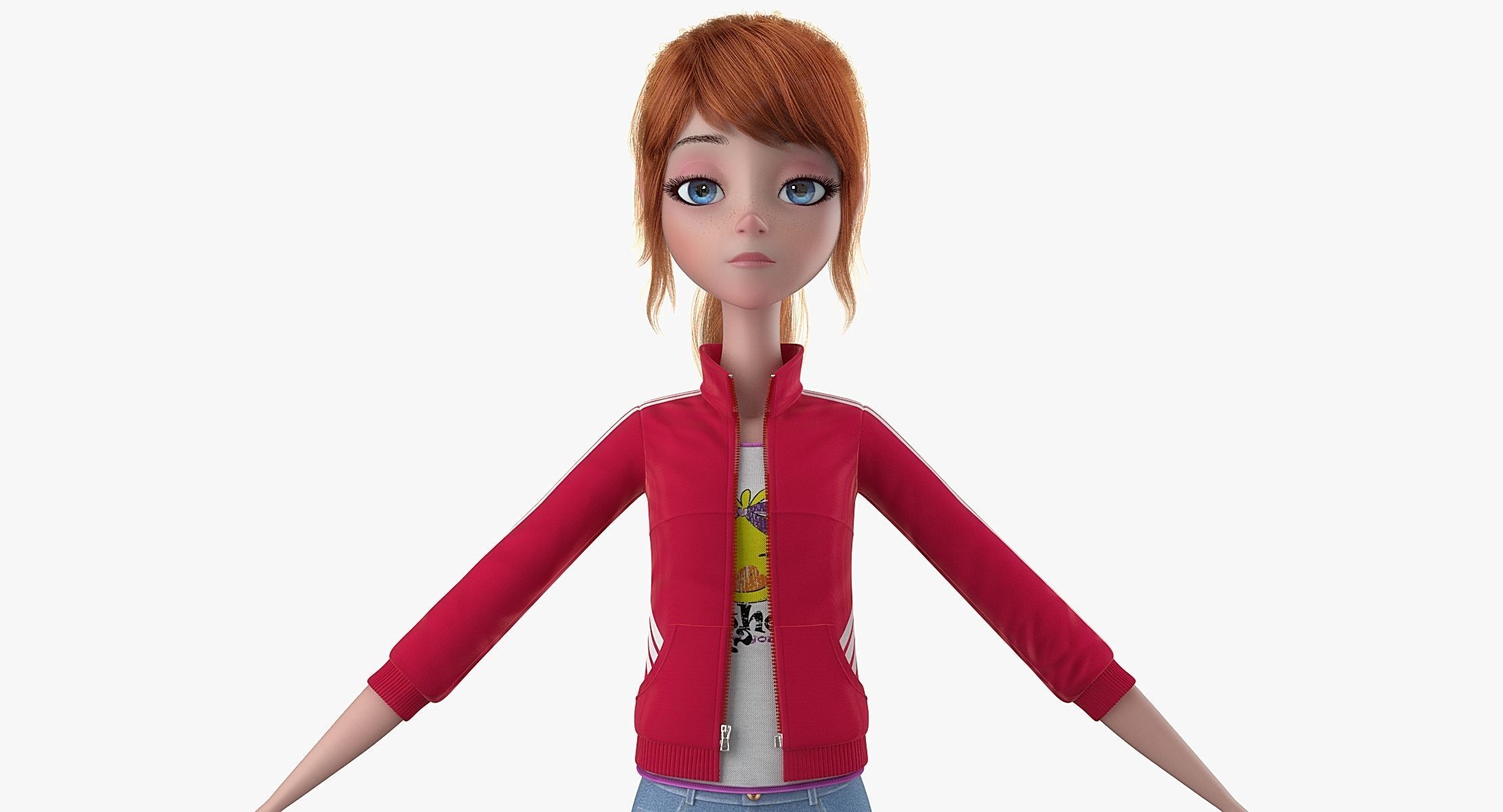 Cartoon Girl 3D model_9