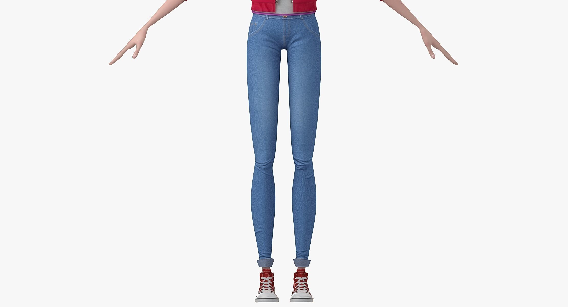 Cartoon Girl 3D model_27