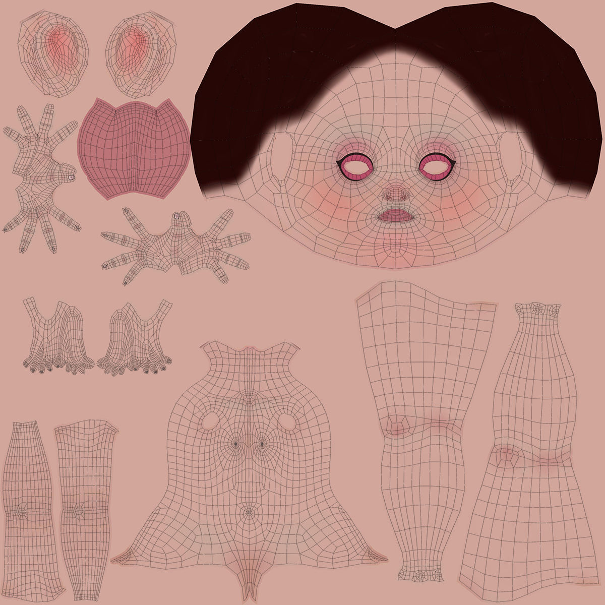 Cartoon Girl 3D model_58