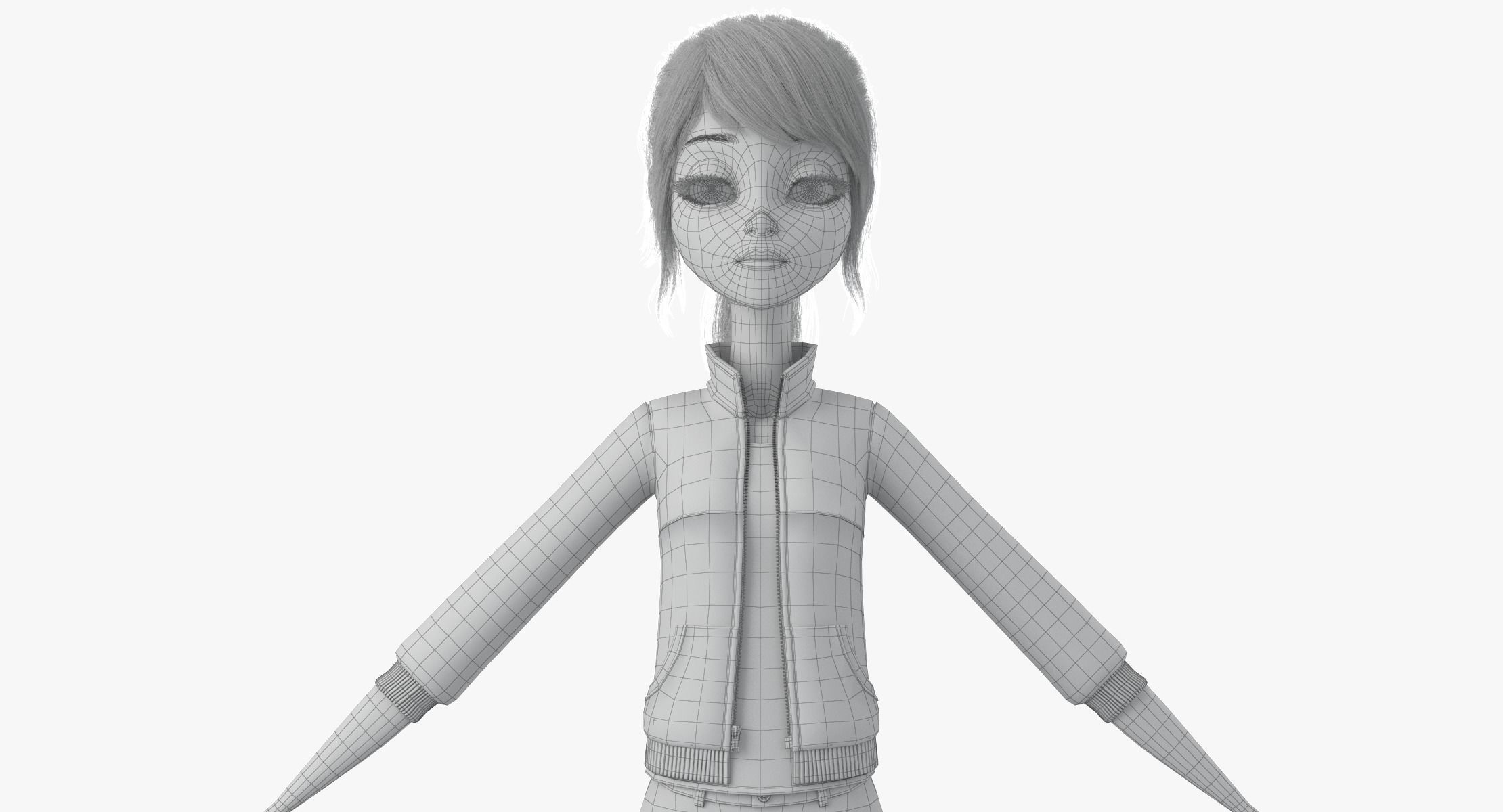 Cartoon Girl 3D model_45
