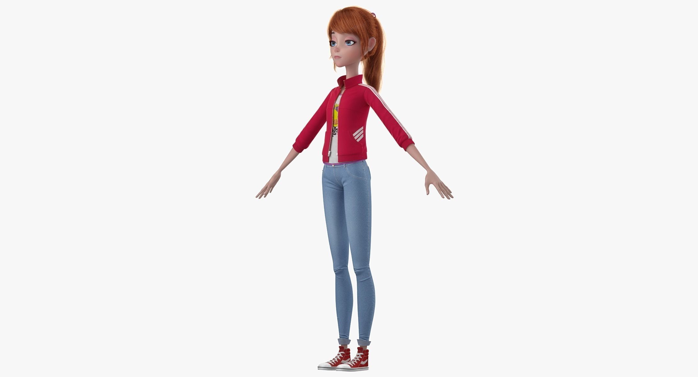 Cartoon Girl 3D model_19