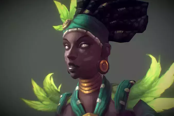 Voodoo Priestess - Low Poly Hand Painted Low-poly 3D model