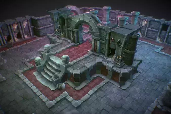 Dungeon Starter Set - Low Poly Hand Painted Low-poly 3D model
