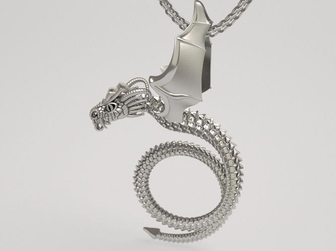 Scary dragon pendant - original 3D print model