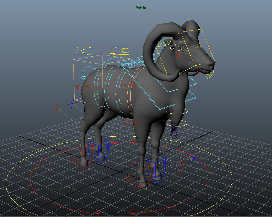 Goat Rigged 01 3D model_14