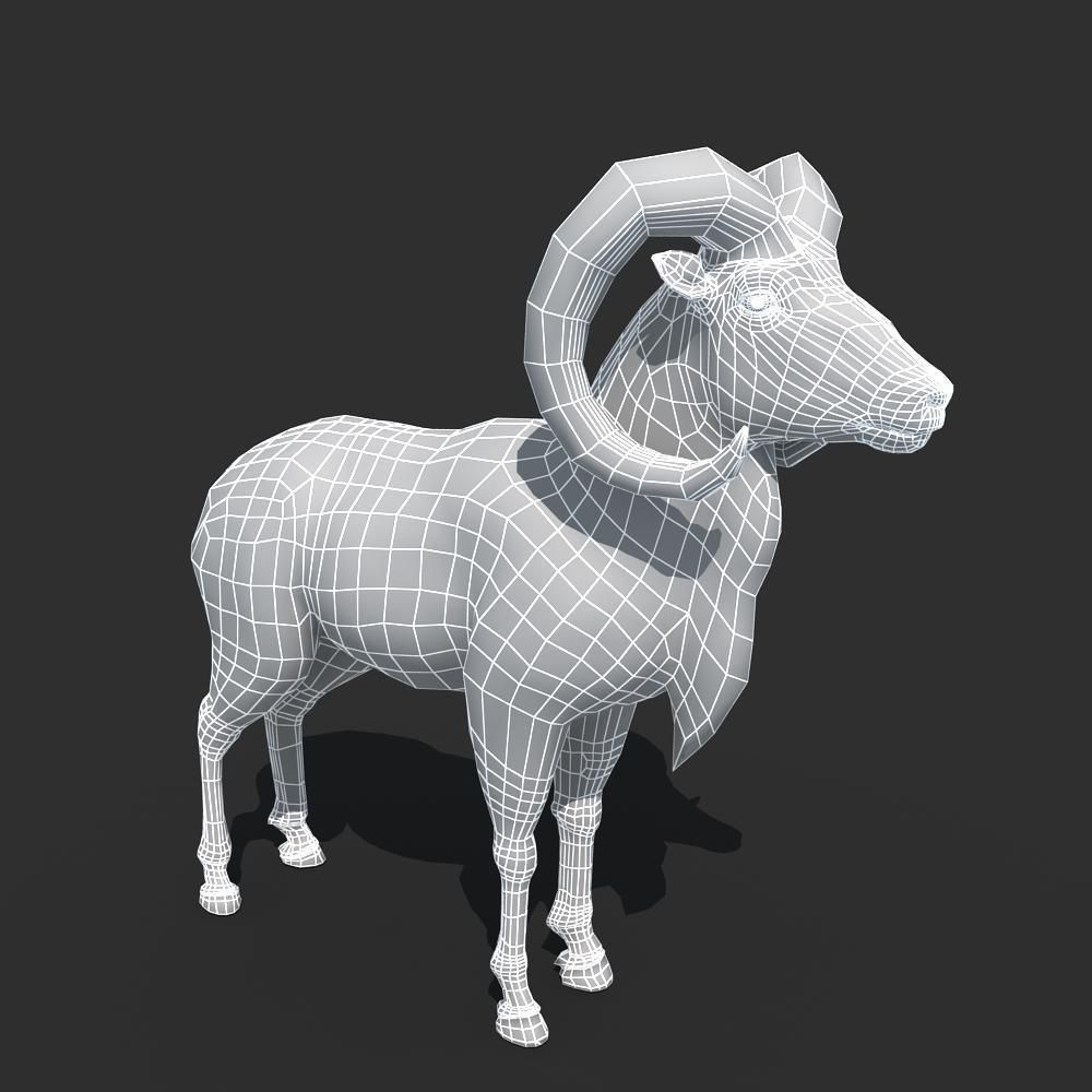 Goat Rigged 01 3D model_8